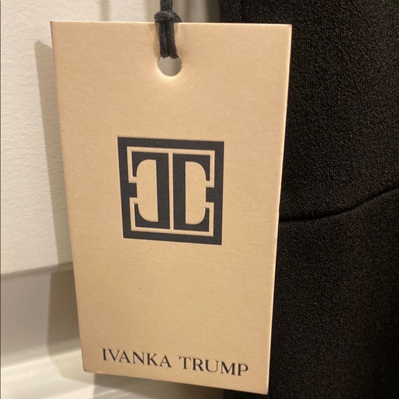 Ivanka Trump Black Sheath Midi Dress Plunge Neckline - Picture 3 of 4